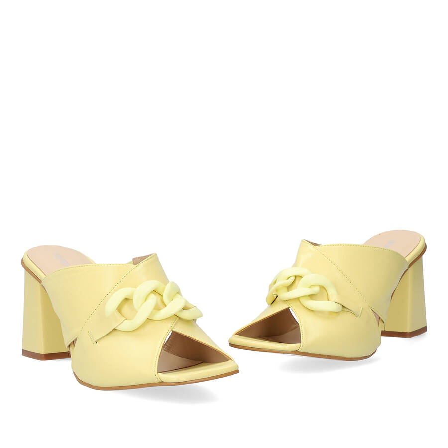 Yellow leather heeled sandals 