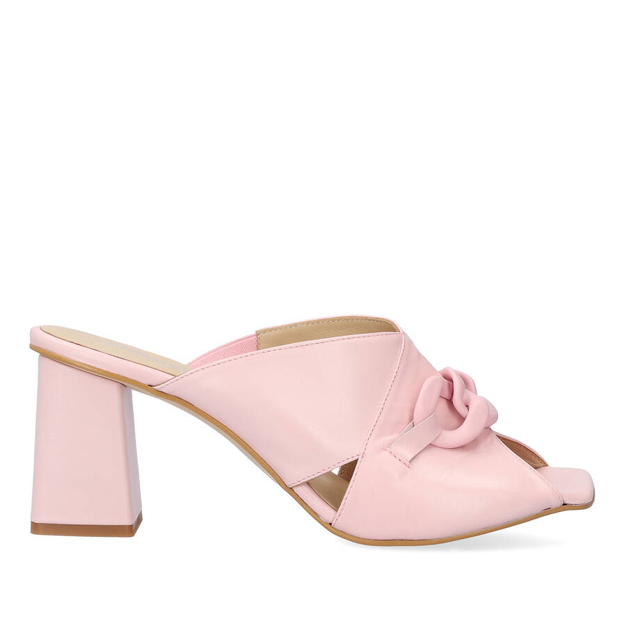 Pink leather heeled sandals 