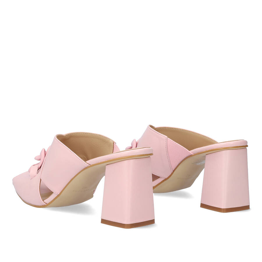 Pink leather heeled sandals 