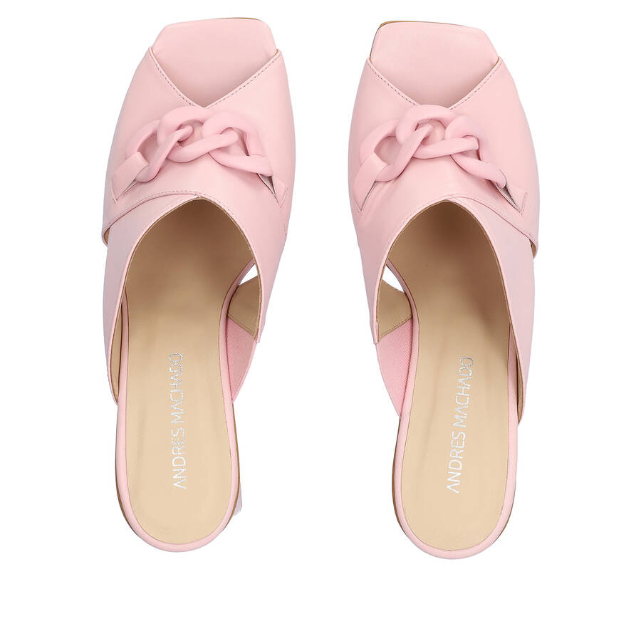 Pink leather heeled sandals 