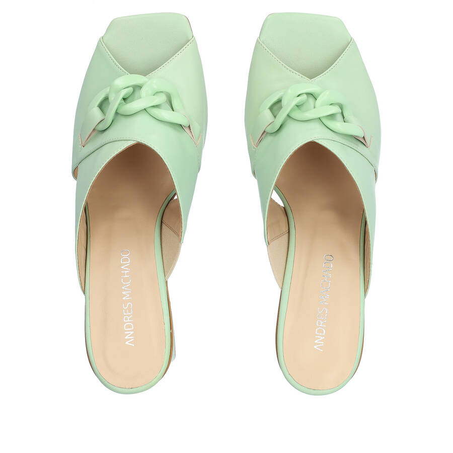 Green leather heeled sandals 