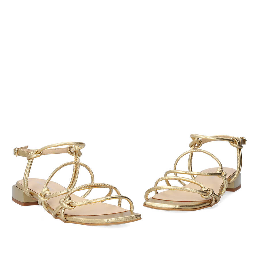 Gold leather flat sandals 