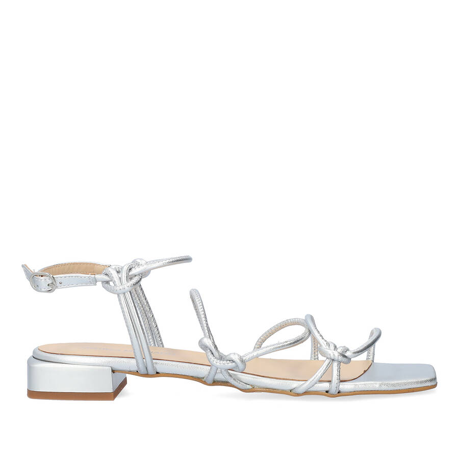 Silver leather flat sandals 