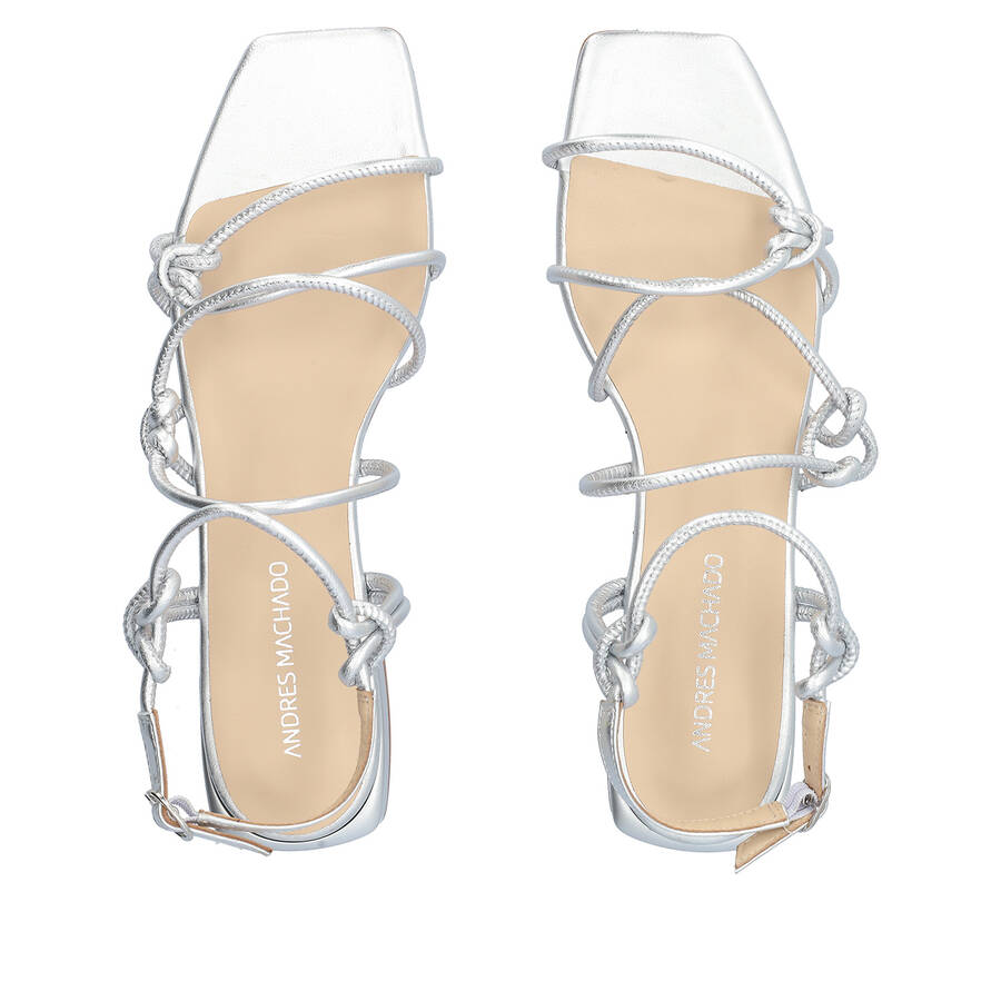 Silver leather flat sandals 