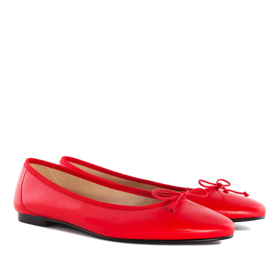 Ballet Flats in Red Leather 