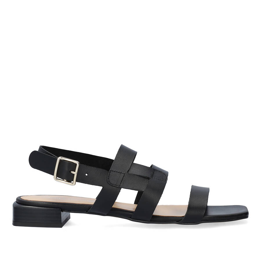 Black leather flat sandals 