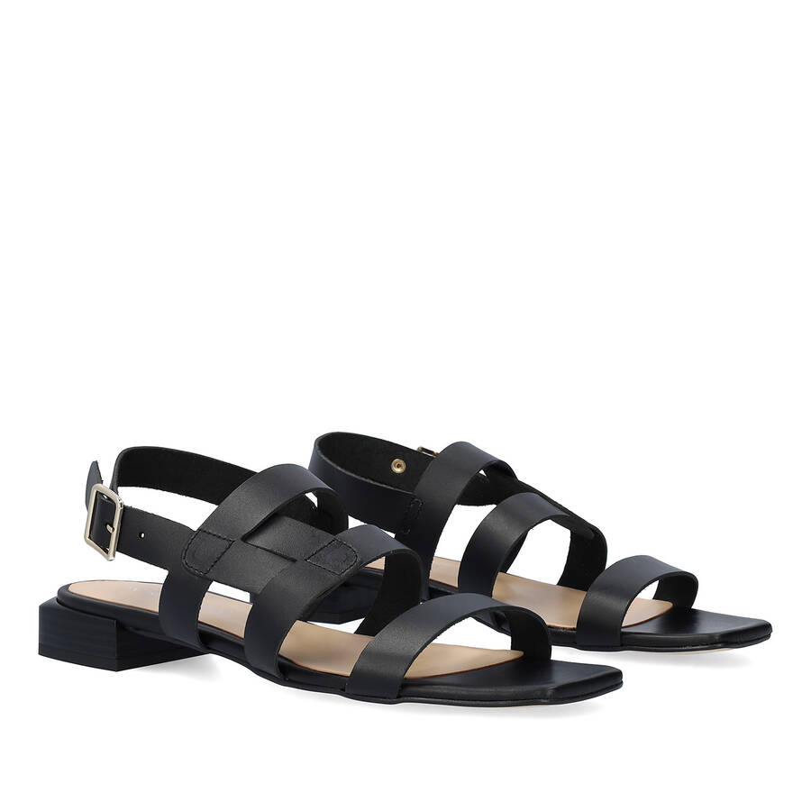 Black leather flat sandals 