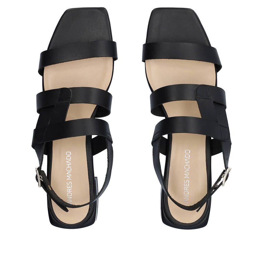 Black leather flat sandals 