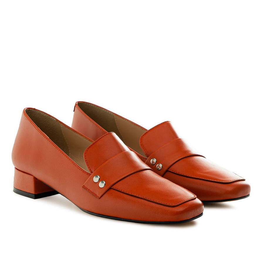 Moccasins in Red Brick Leather 