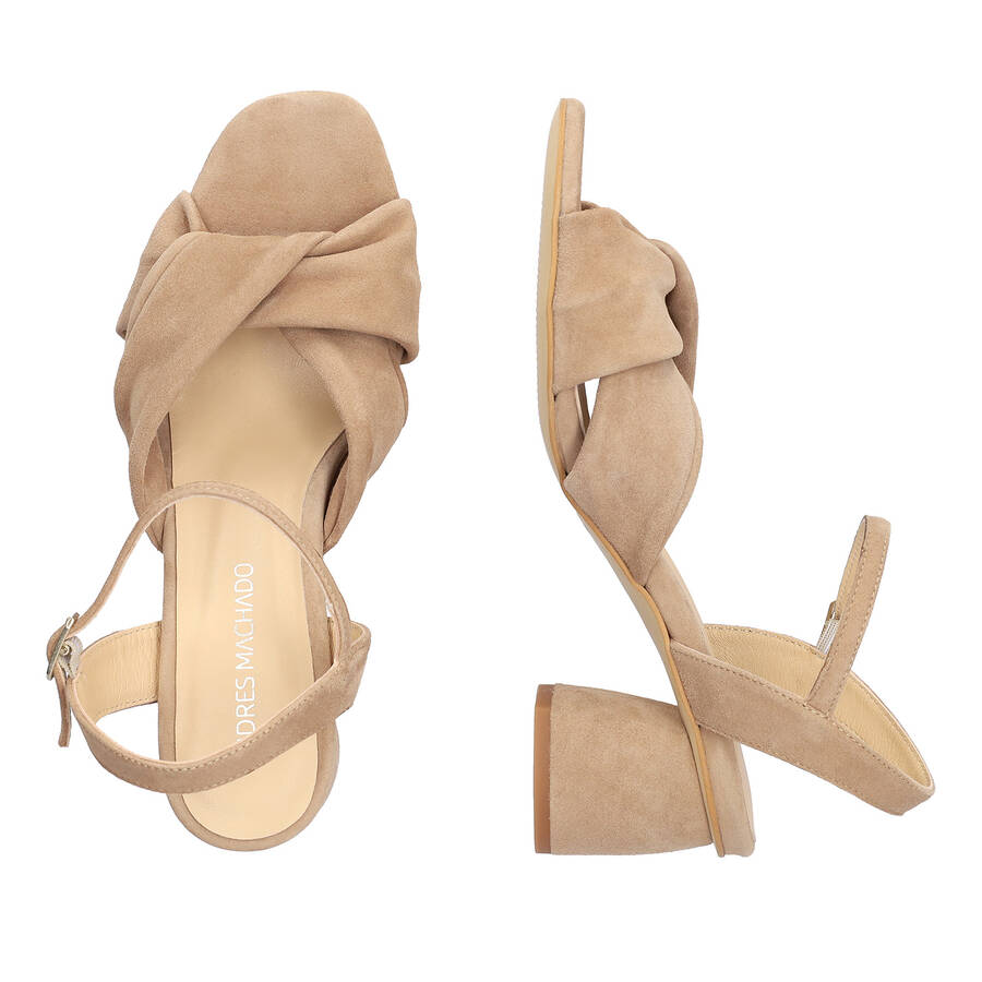 Heeled camel suede sandals 