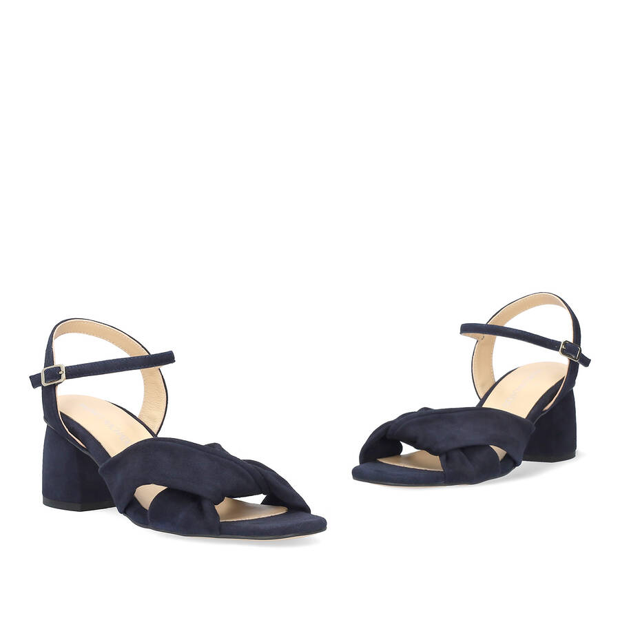 Heeled navy suede sandals 