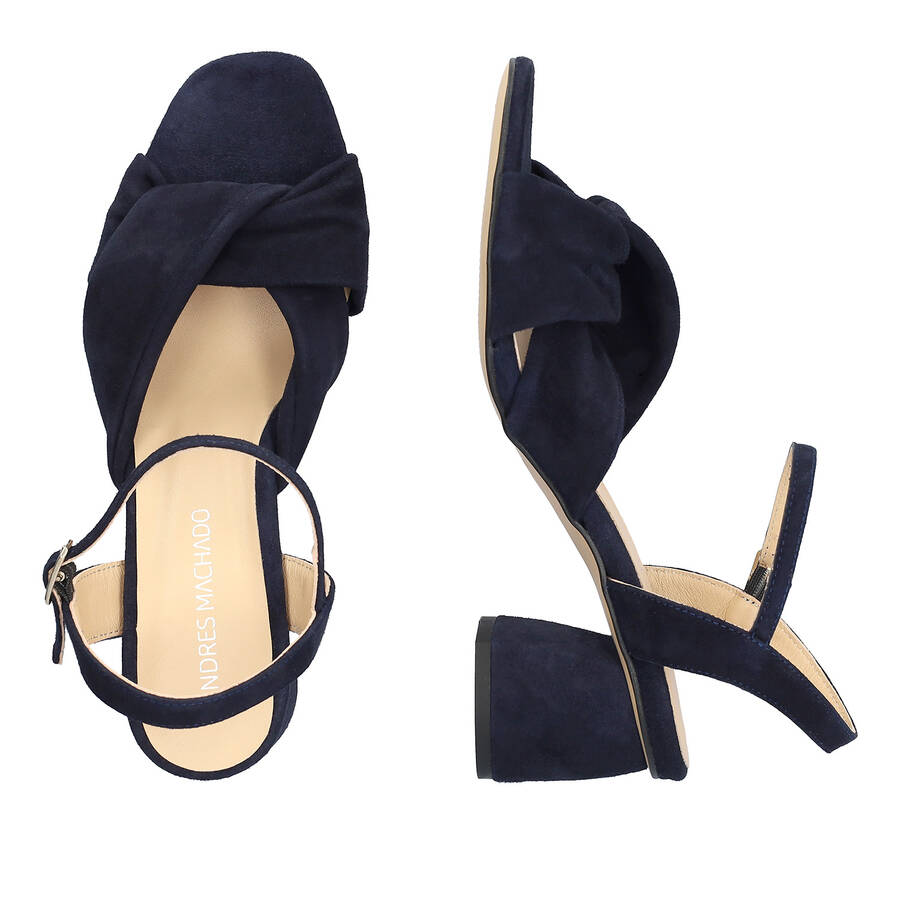 Heeled navy suede sandals 