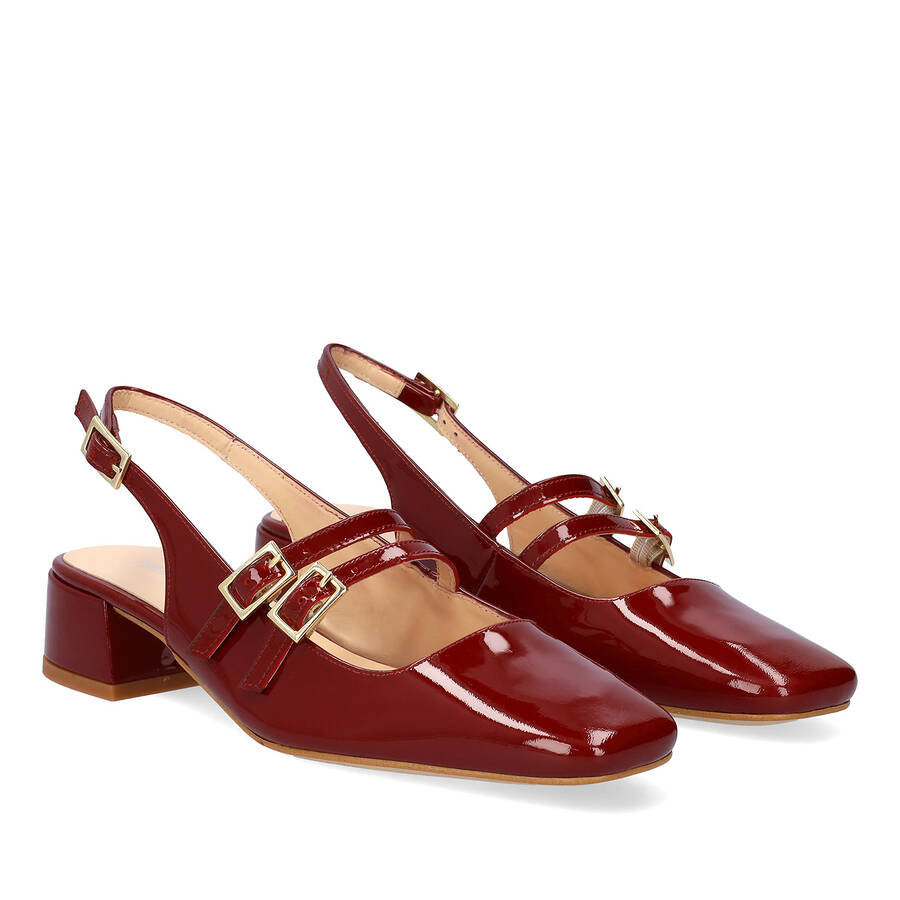 Ballerina mit Absatz aus Lackleder Bordeaux 