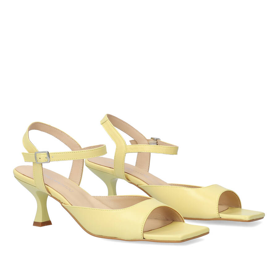 Yellow leather heeled sandals 