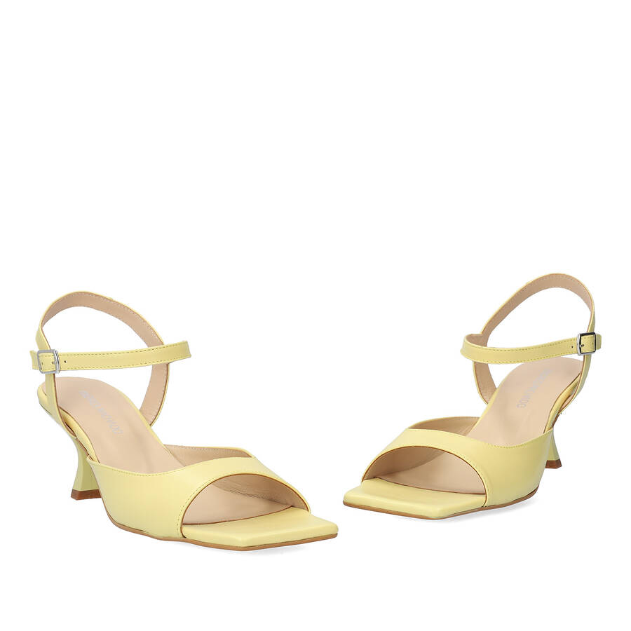 Yellow leather heeled sandals 