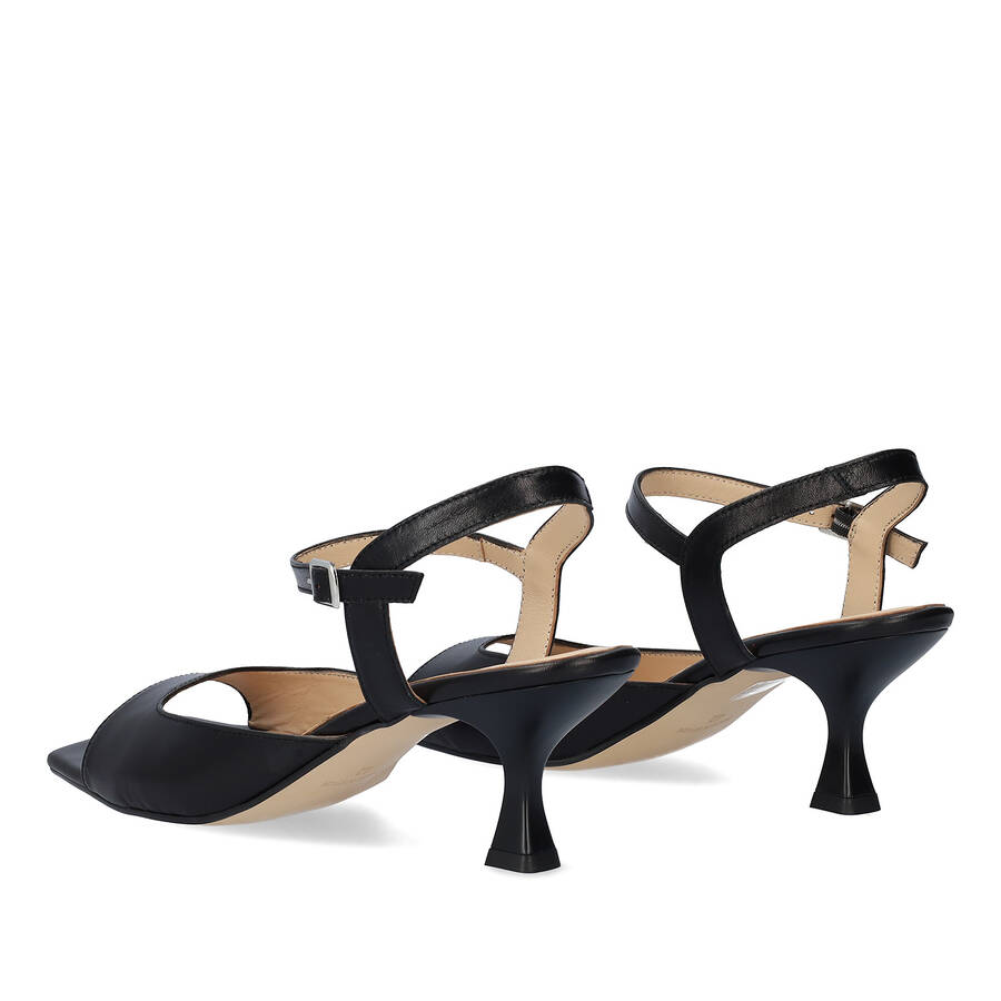 Black leather heeled sandals 