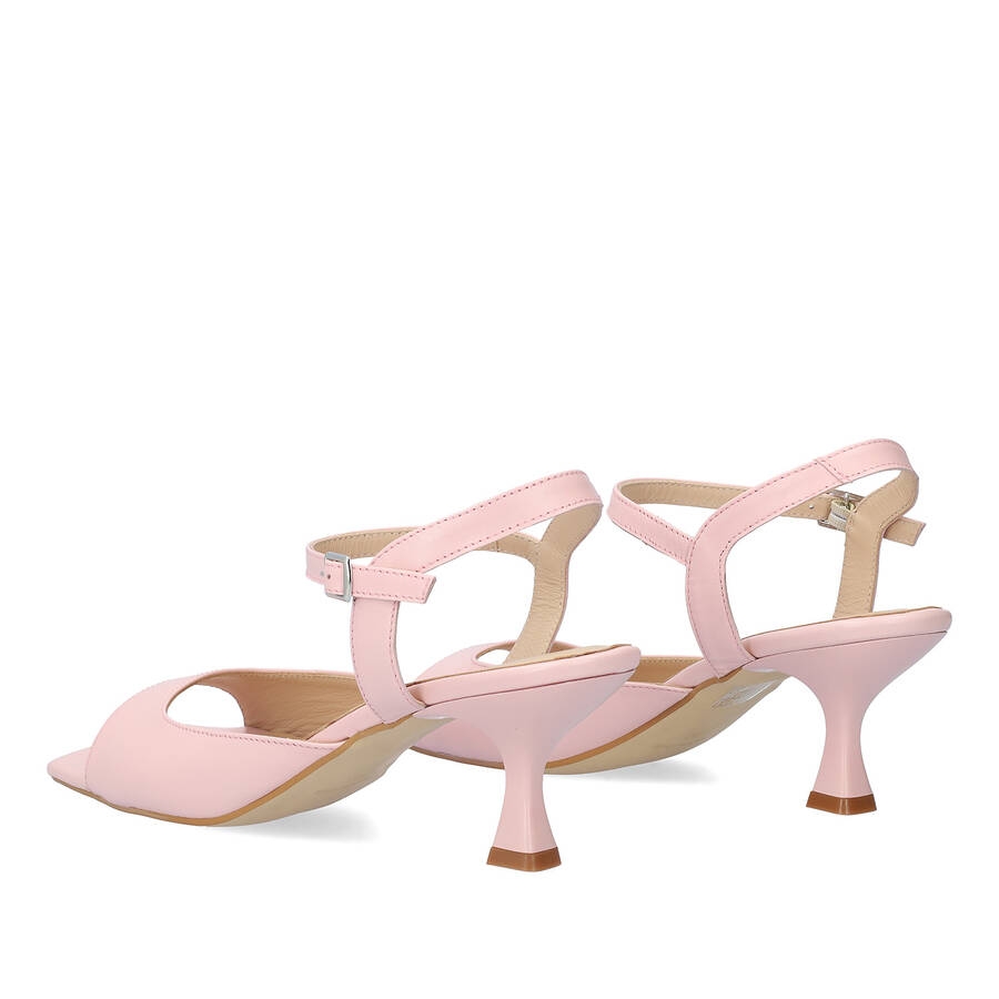 Pink leather heeled sandals 