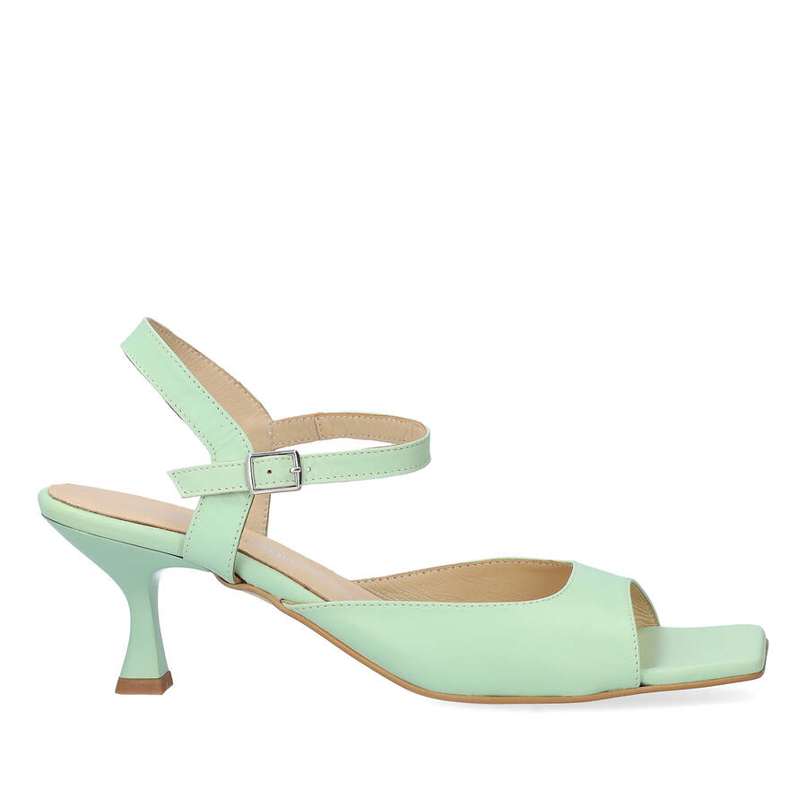 Green leather heeled sandals 