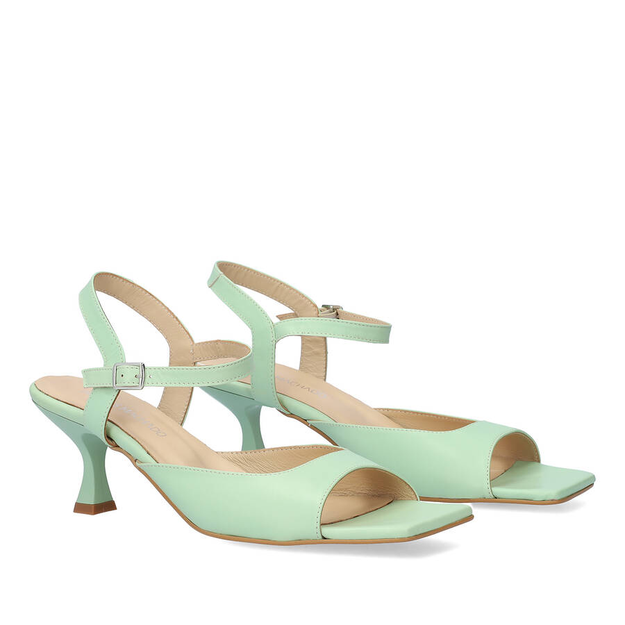 Green leather heeled sandals 