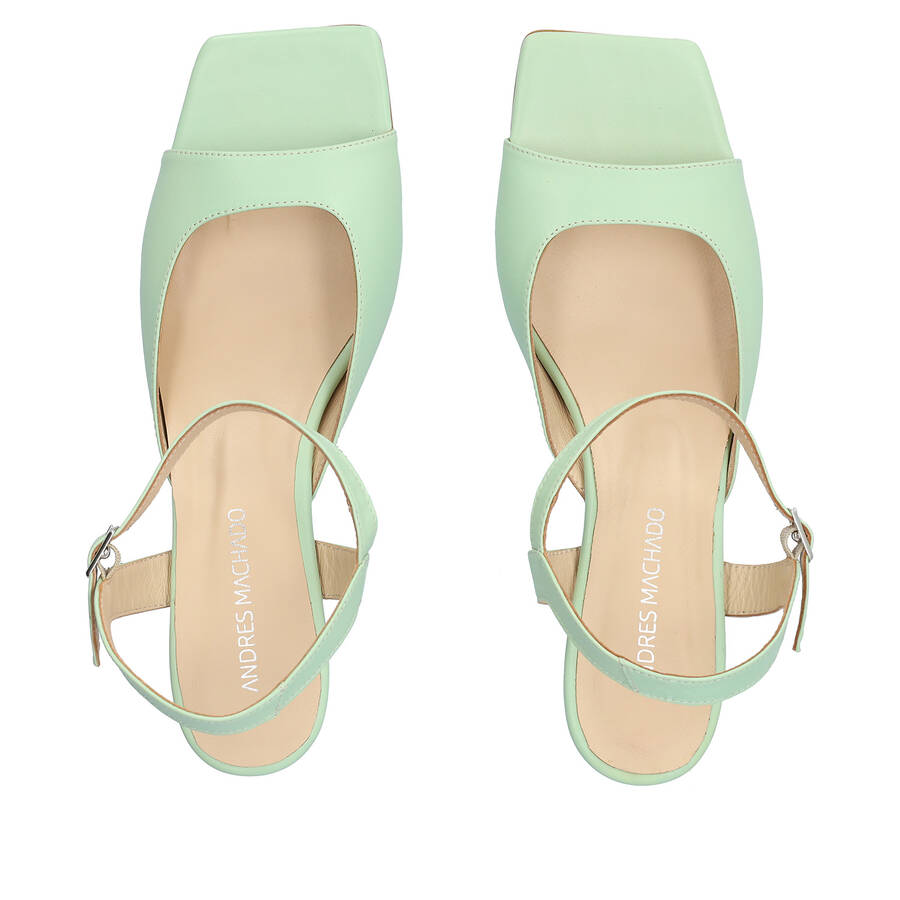 Green leather heeled sandals 