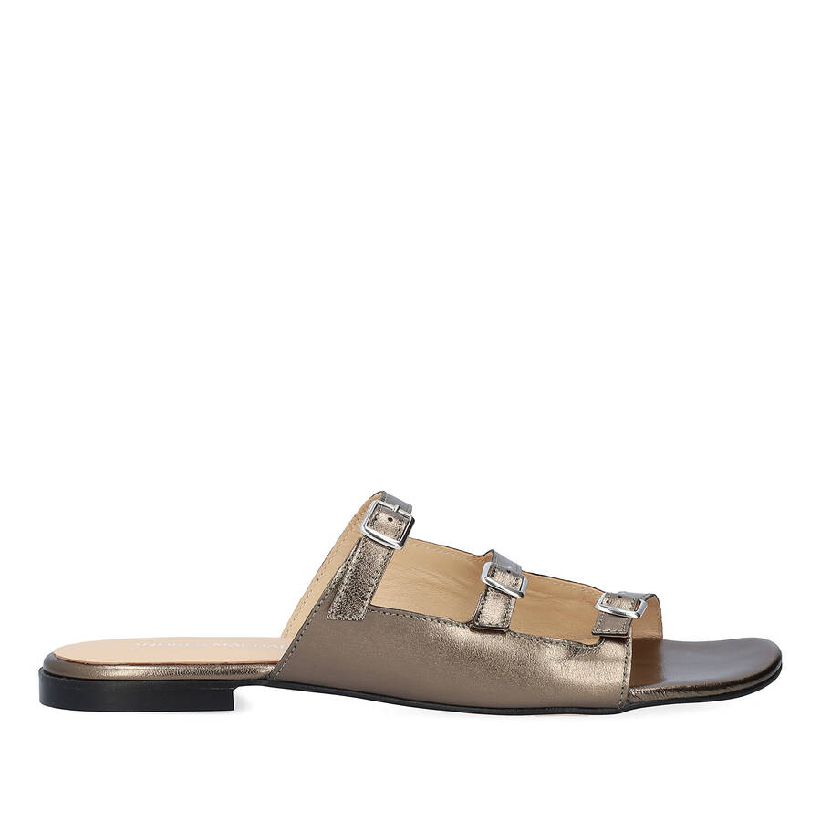 Bronce leather flat sandals 