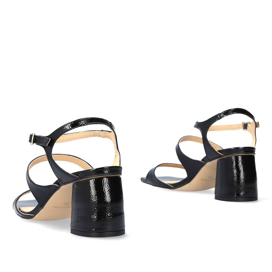 Black patent leather heeled sandals 