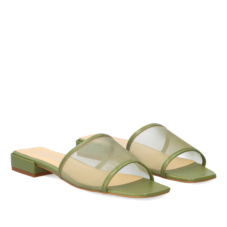 Grüne Ledersandalen 