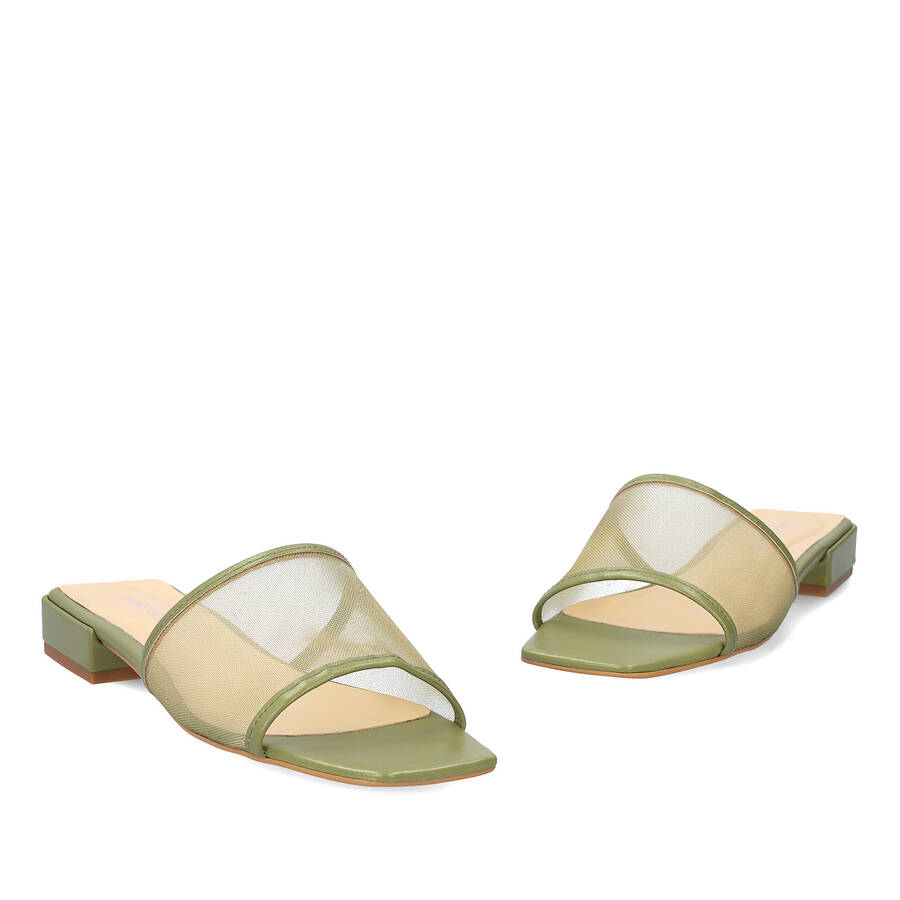 Grüne Ledersandalen 