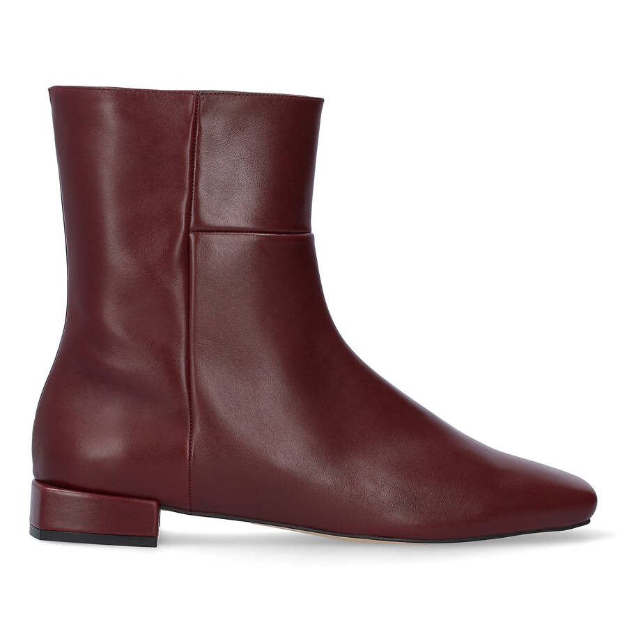 High top burgundy leather booties 