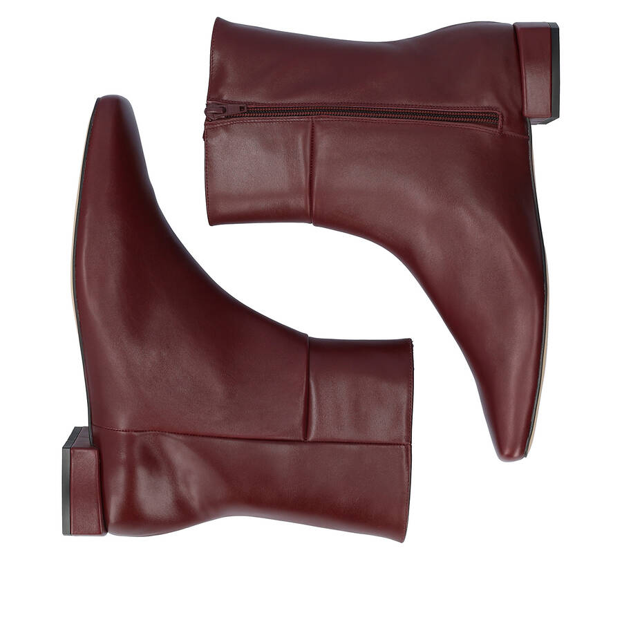 High top burgundy leather booties 