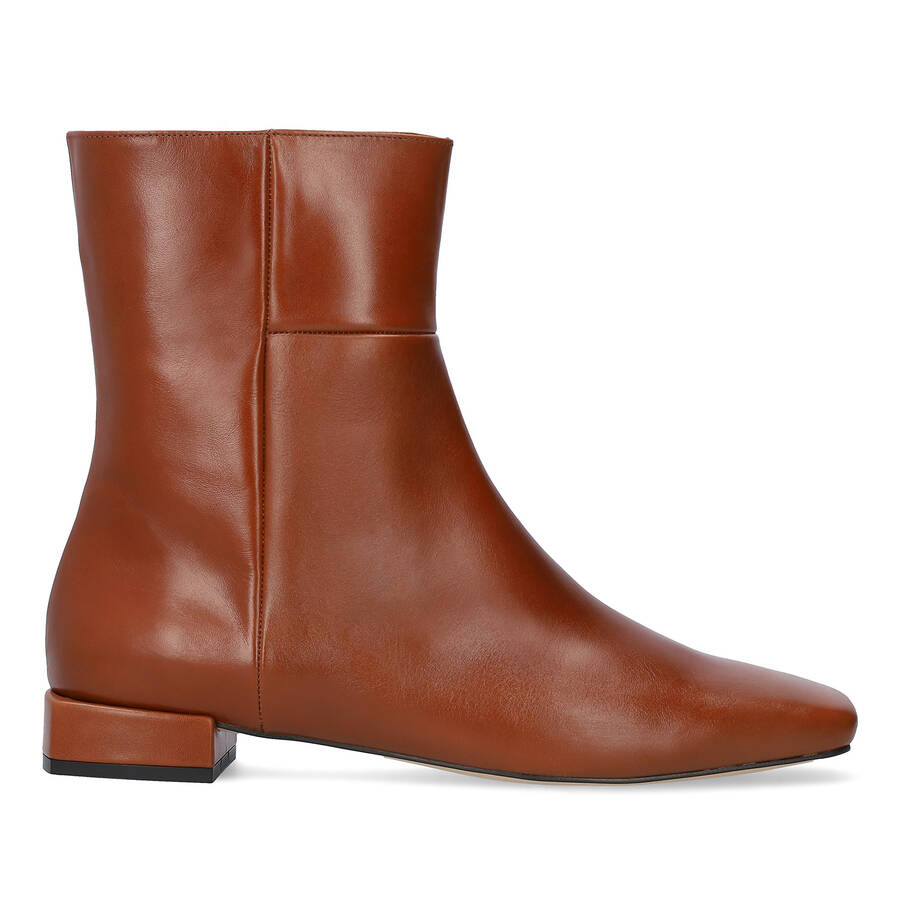 High top cognac leather booties 