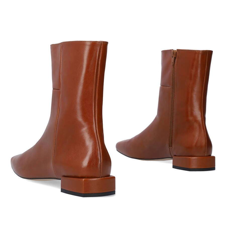 High top cognac leather booties 