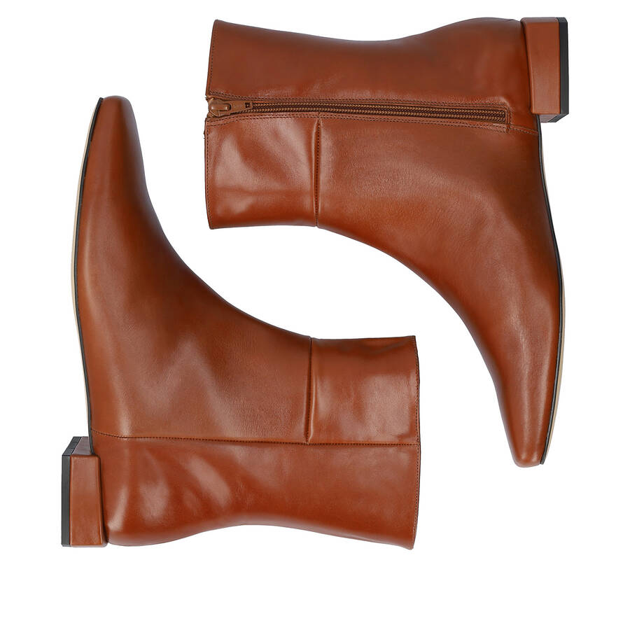 High top cognac leather booties 