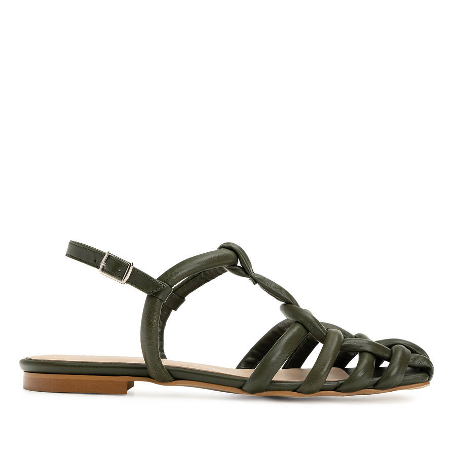 Kaki Leather Sandals 