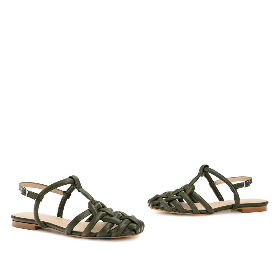 Kaki Leather Sandals 