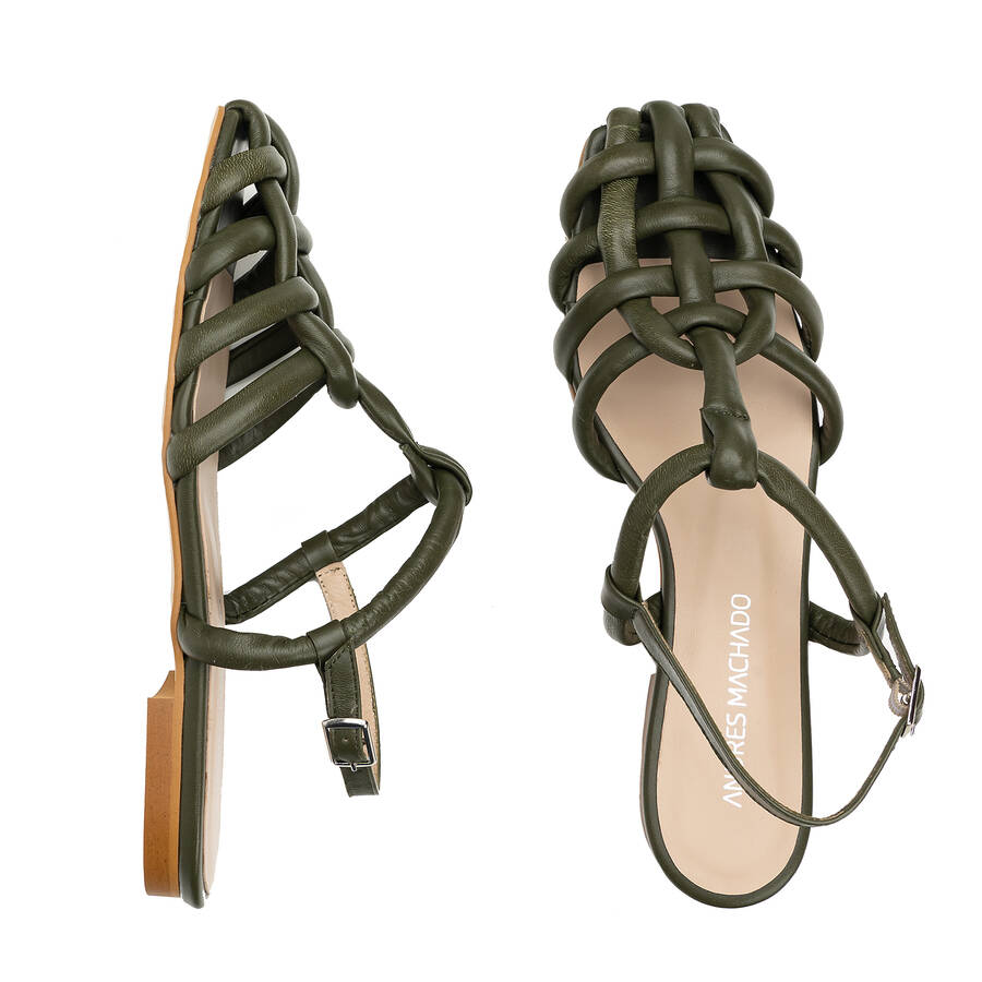 Kaki Leather Sandals 