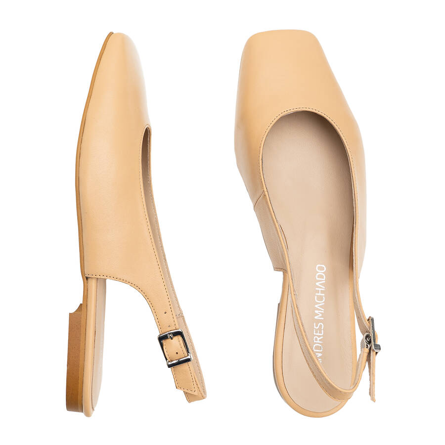 Slingback flats in beige leather 