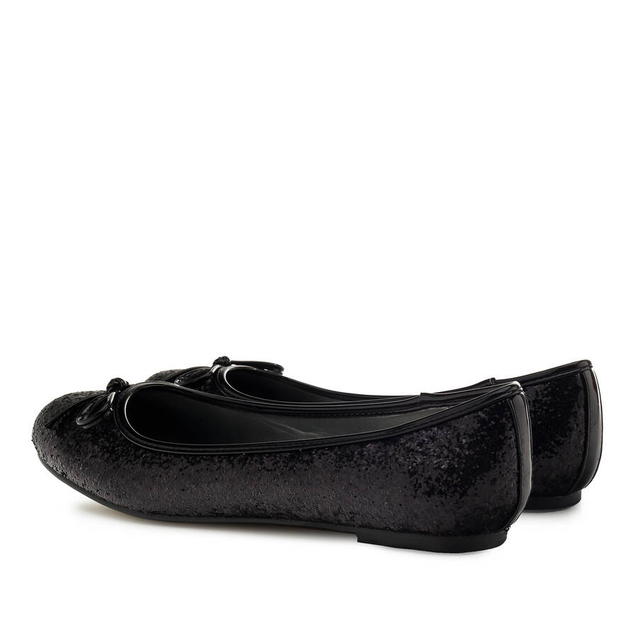 Klassische Ballerinas Glitzer Schwarz mit Schleife. 