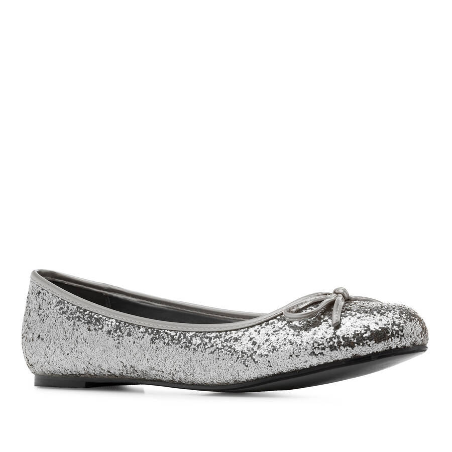 Classic Big Flat Ballerinas in Silver Glitter 