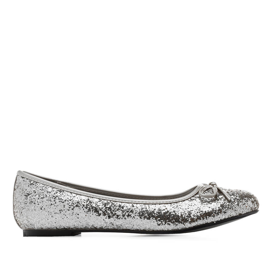 Classic Big Flat Ballerinas in Silver Glitter 