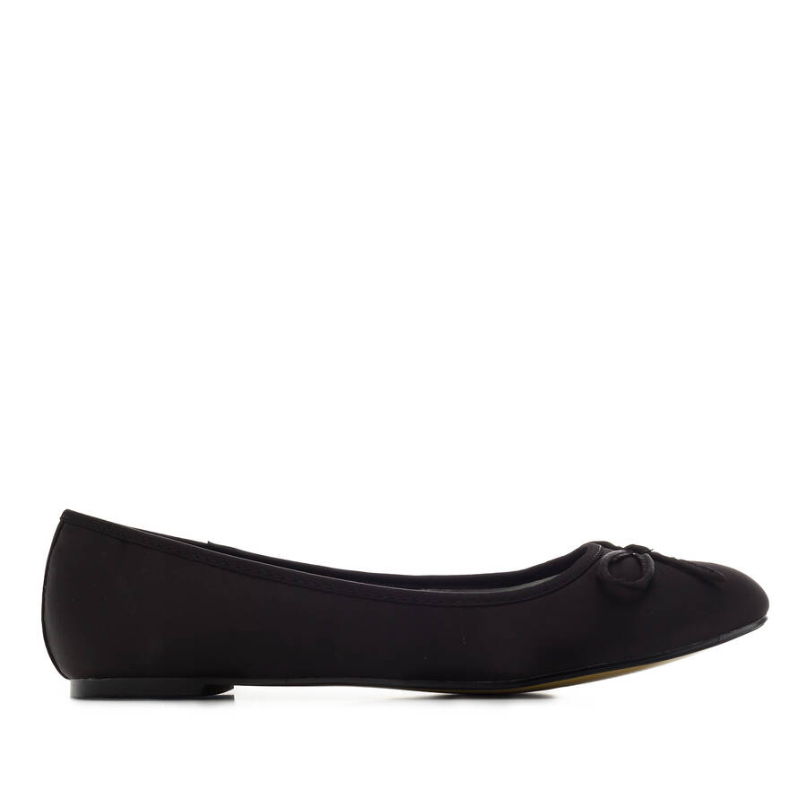 Classic Big Flat Ballerinas in Black Satin 