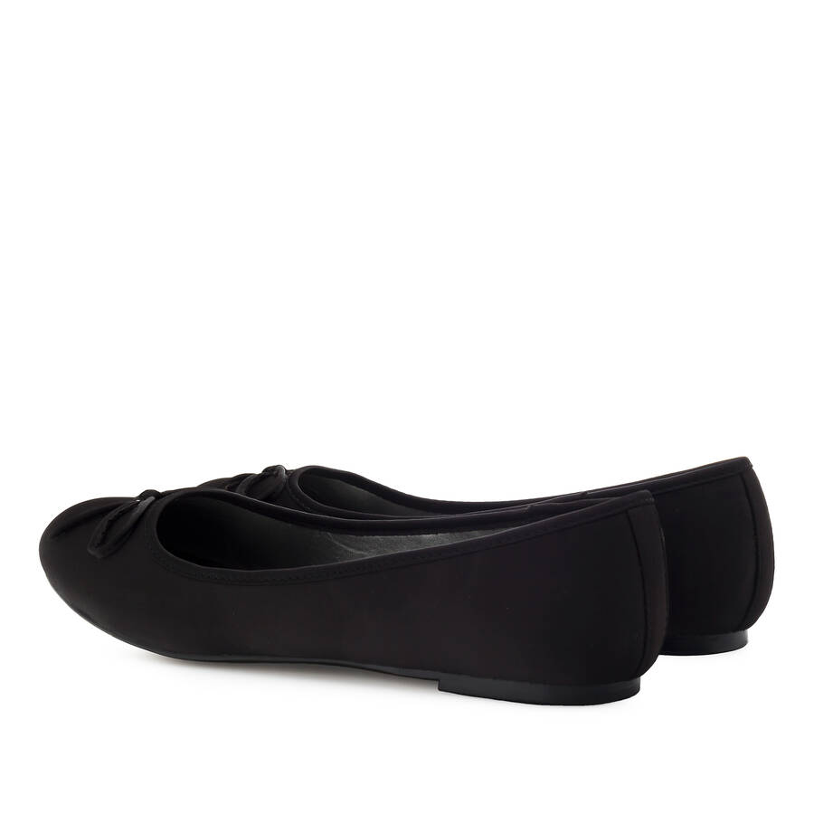 Classic Big Flat Ballerinas in Black Satin 