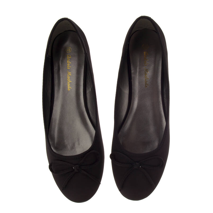 Classic Big Flat Ballerinas in Black Satin 