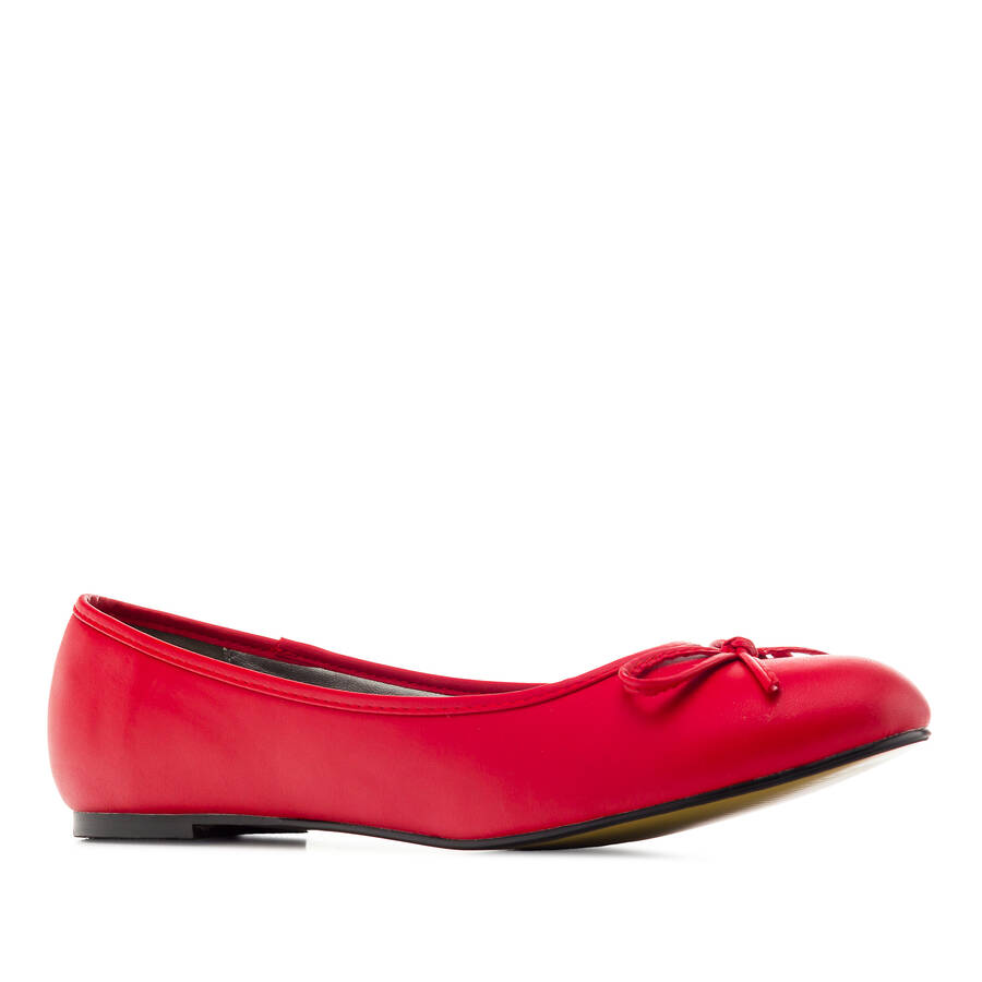 Flat classic ballerina, large sizes, imitation leather in red 