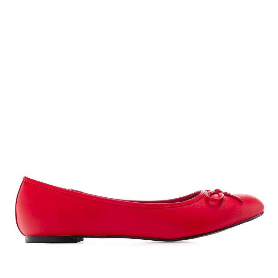 Flat classic ballerina, large sizes, imitation leather in red 