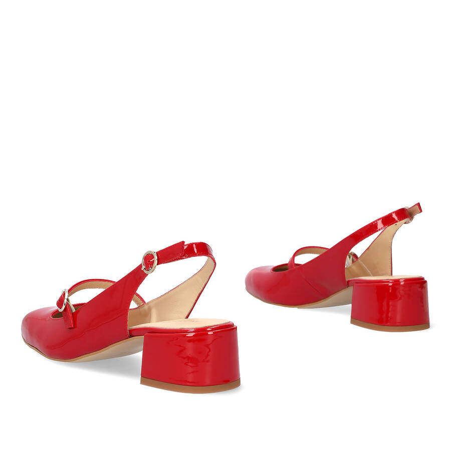 Heeled red patent leather Mary Janes 