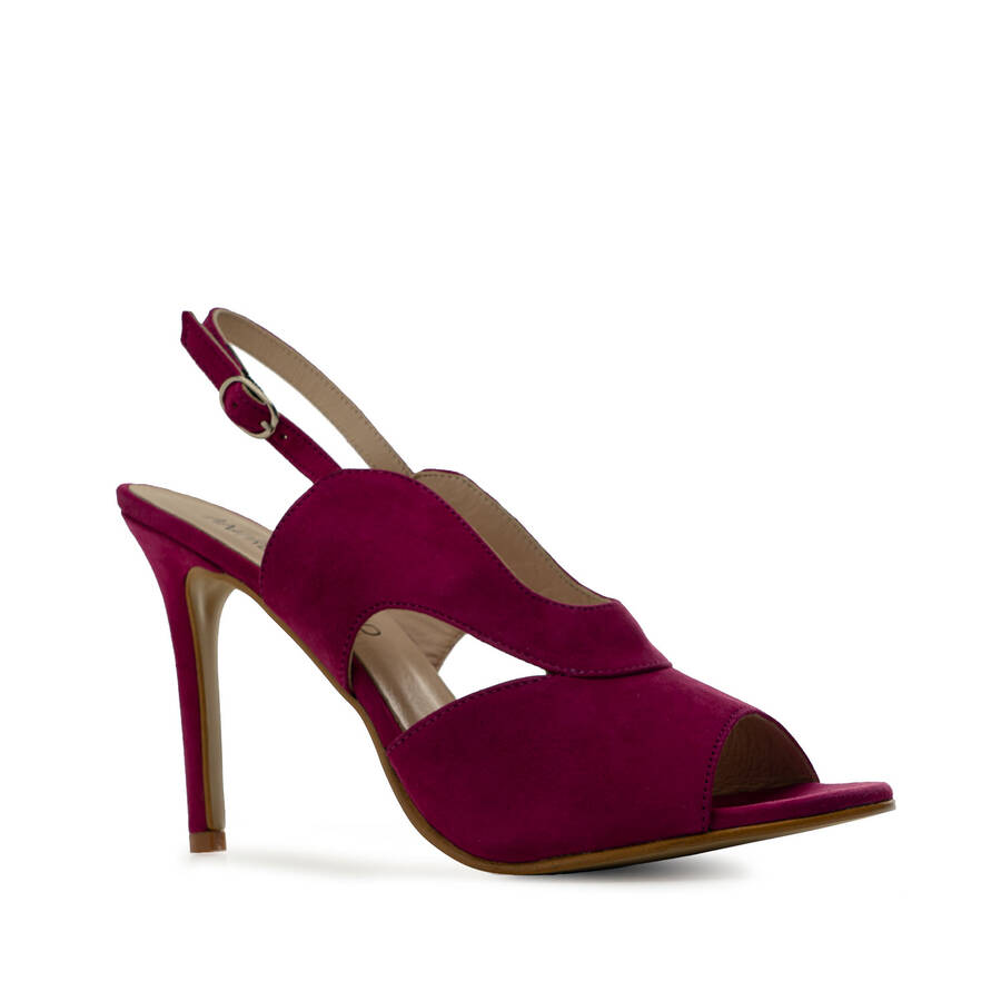 Slingback Sandals in Fuchsia Suede Leather 