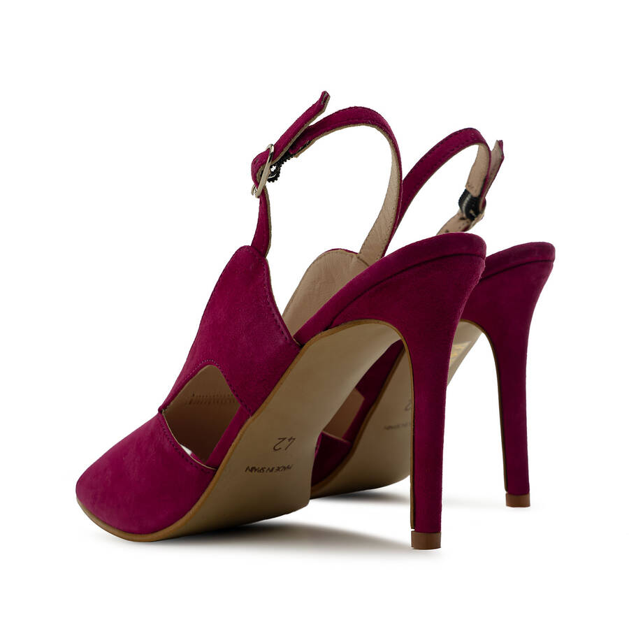 Slingback Sandals in Fuchsia Suede Leather 