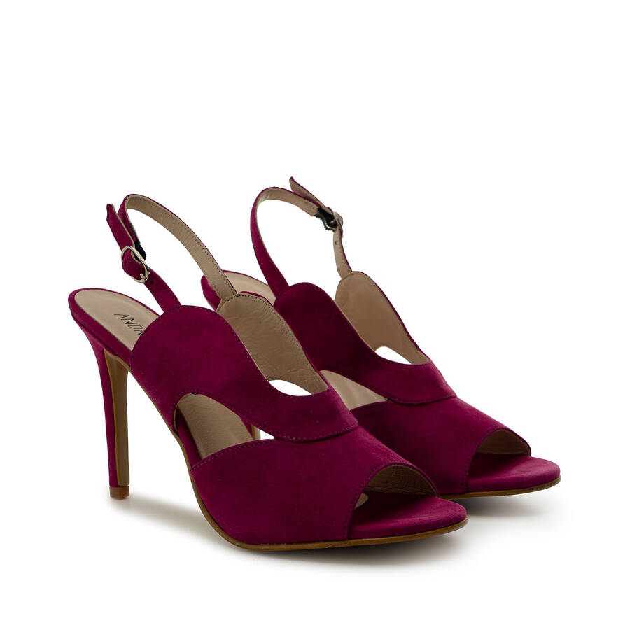 Slingback Sandals in Fuchsia Suede Leather 