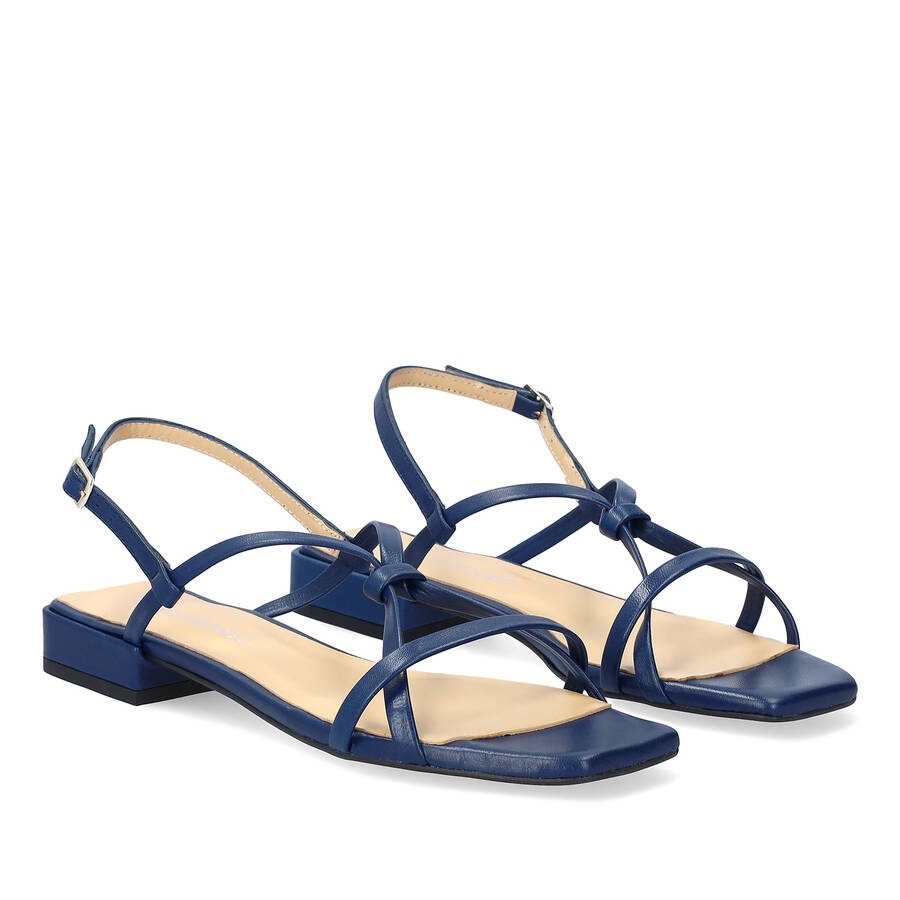 Flat navy leather sandals 